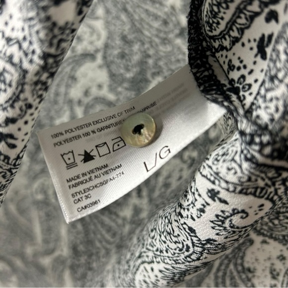 SUNG Alfred Sung Black and White Paisley 3/4 Sleeve Top L - Picture 6 of 6